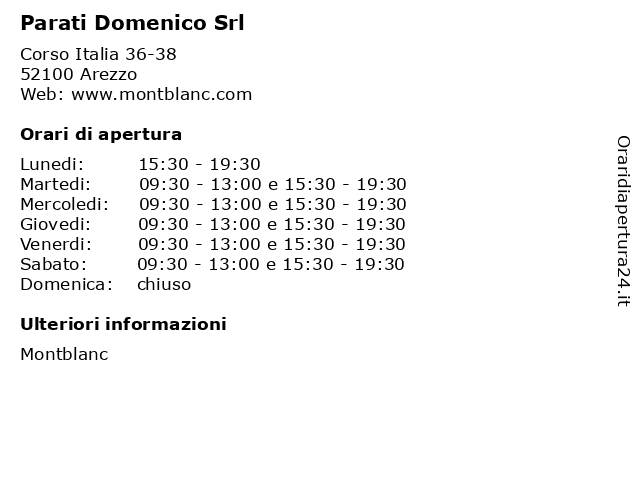 Orari di apertura Parati Domenico Srl Corso Italia